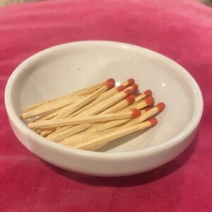 White Ceramic Bowl with Matches and strike